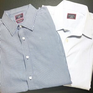 UNTUCKit Button Down Shirts Large Navy Gingham White Pinstripe Untucked bundle